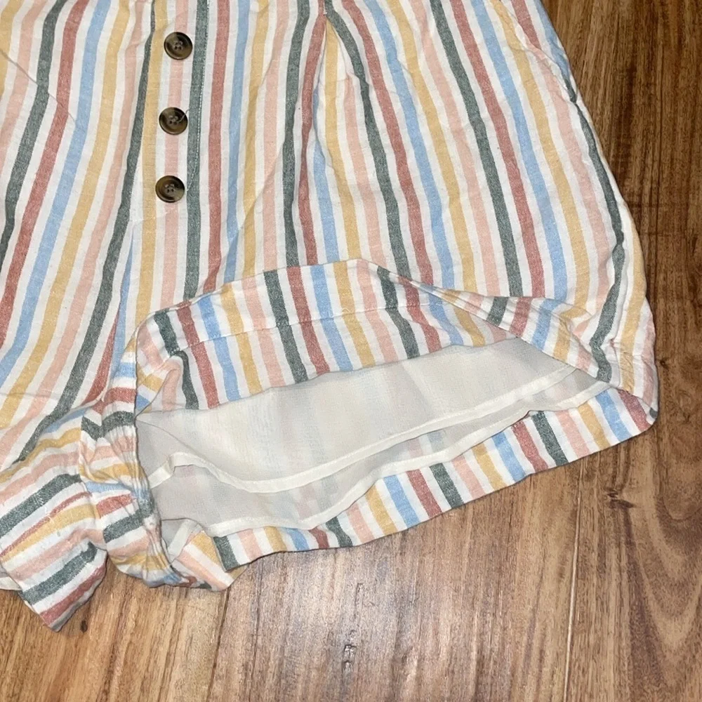 American Eagle Outfitters women’s large 12 Shorts high waist linen blend stripe